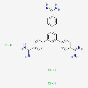 molecular formula C27H27Cl3N6 B8198653 5'-(4-Carbamimidoylphenyl)-[1,1':3',1''-terphenyl]-4,4''-bis(carboximidamide) trihydrochloride 