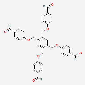 molecular formula C38H30O8 B8198696 4,4',4'',4'''-((Benzene-1,2,4,5-tetrayltetrakis(methylene))tetrakis(oxy))tetrabenzaldehyde 