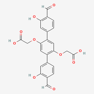 molecular formula C24H18O10 B8198711 2,2'-((4,4''-Diformyl-3,3''-dihydroxy-[1,1':4',1''-terphenyl]-2',5'-diyl)bis(oxy))diacetic acid 