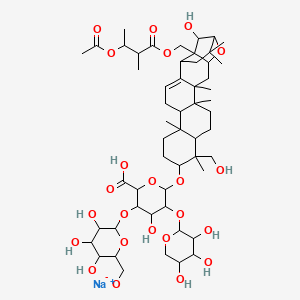 molecular formula C54H83NaO23 B8198941 Sodium;[6-[6-[[22-[(3-acetyloxy-2-methylbutanoyl)oxymethyl]-21-hydroxy-8-(hydroxymethyl)-3,4,8,12,19,19-hexamethyl-23-oxahexacyclo[18.2.1.03,16.04,13.07,12.017,22]tricos-15-en-9-yl]oxy]-2-carboxy-4-hydroxy-5-(3,4,5-trihydroxyoxan-2-yl)oxyoxan-3-yl]oxy-3,4,5-trihydroxyoxan-2-yl]methanolate 