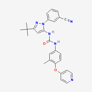 molecular formula C27H26N6O2 B8199043 1-[5-Tert-butyl-2-(3-cyanophenyl)pyrazol-3-yl]-3-(3-methyl-4-pyridin-4-yloxyphenyl)urea 