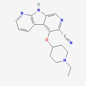 molecular formula C18H19N5O B8199056 5-((1-Ethyl-4-piperidinyl)oxy)-9H-pyrrolo(2,3-b:5,4-c')dipyridine-6-carbonitrile CAS No. 1627539-18-7