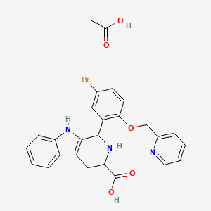 molecular formula C26H24BrN3O5 B8199170 acetic acid;1-[5-bromo-2-(pyridin-2-ylmethoxy)phenyl]-2,3,4,9-tetrahydro-1H-pyrido[3,4-b]indole-3-carboxylic acid 