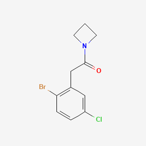 molecular formula C11H11BrClNO B8199256 1-(Azetidin-1-yl)-2-(2-bromo-5-chlorophenyl)ethanone 