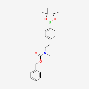 molecular formula C23H30BNO4 B8199276 Benzyl methyl(4-(4,4,5,5-tetramethyl-1,3,2-dioxaborolan-2-yl)phenethyl)carbamate 
