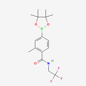 molecular formula C16H21BF3NO3 B8199356 2-Methyl-4-(4,4,5,5-tetramethyl-1,3,2-dioxaborolan-2-yl)-N-(2,2,2-trifluoroethyl)benzamide 