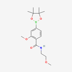 molecular formula C17H26BNO5 B8199358 2-Methoxy-N-(2-methoxyethyl)-4-(4,4,5,5-tetramethyl-1,3,2-dioxaborolan-2-yl)benzamide 