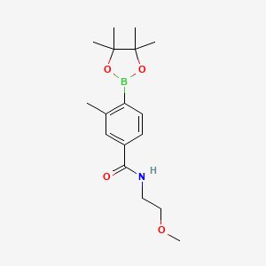 molecular formula C17H26BNO4 B8199365 N-(2-Methoxyethyl)-3-methyl-4-(4,4,5,5-tetramethyl-1,3,2-dioxaborolan-2-yl)benzamide 