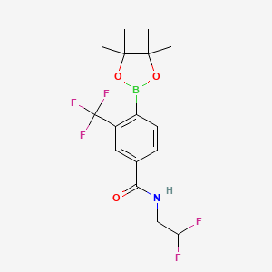 molecular formula C16H19BF5NO3 B8199373 N-(2,2-Difluoroethyl)-4-(4,4,5,5-tetramethyl-1,3,2-dioxaborolan-2-yl)-3-(trifluoromethyl)benzamide 