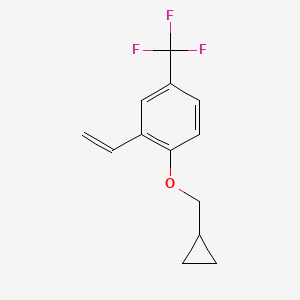 molecular formula C13H13F3O B8199410 1-(Cyclopropylmethoxy)-4-(trifluoromethyl)-2-vinylbenzene 
