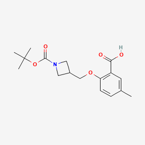 molecular formula C17H23NO5 B8199444 2-((1-(tert-Butoxycarbonyl)azetidin-3-yl)methoxy)-5-methylbenzoic acid 