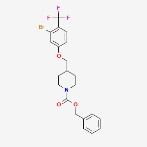 molecular formula C21H21BrF3NO3 B8199484 Benzyl 4-((3-bromo-4-(trifluoromethyl)phenoxy)methyl)piperidine-1-carboxylate 
