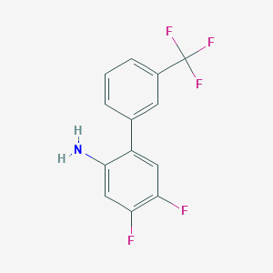 molecular formula C13H8F5N B8199545 4,5-Difluoro-3'-(trifluoromethyl)-[1,1'-biphenyl]-2-amine 