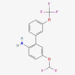 molecular formula C14H10F5NO2 B8199580 5-(Difluoromethoxy)-3'-(trifluoromethoxy)-[1,1'-biphenyl]-2-amine 