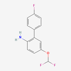 molecular formula C13H10F3NO B8199581 5-(Difluoromethoxy)-4'-fluoro-[1,1'-biphenyl]-2-amine 