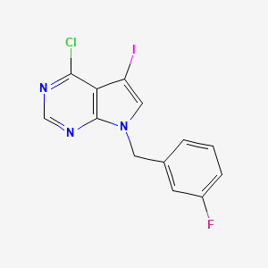 molecular formula C13H8ClFIN3 B8199621 4-Chloro-7-(3-fluorobenzyl)-5-iodo-7H-pyrrolo[2,3-d]pyrimidine 