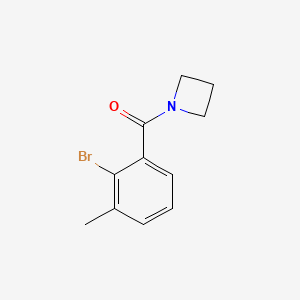 molecular formula C11H12BrNO B8199695 Azetidin-1-yl(2-bromo-3-methylphenyl)methanone 