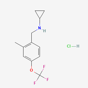 molecular formula C12H15ClF3NO B8199728 N-(2-Methyl-4-(trifluoromethoxy)benzyl)cyclopropanamine hydrochloride 