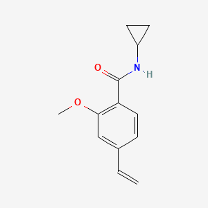 molecular formula C13H15NO2 B8199757 N-Cyclopropyl-2-methoxy-4-vinylbenzamide 