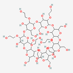 molecular formula C56H98O42 B8199804 37,39,41,43,45,47,49-Heptakis(2-hydroxyethoxy)-5,10,15,20,25,30,35-heptakis(hydroxymethyl)-2,4,7,9,12,14,17,19,22,24,27,29,32,34-tetradecaoxaoctacyclo[31.2.2.23,6.28,11.213,16.218,21.223,26.228,31]nonatetracontane-36,38,40,42,44,46,48-heptol 