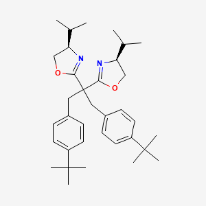 molecular formula C35H50N2O2 B8200009 (S)-2-(1,3-Bis(4-(tert-butyl)phenyl)-2-((R)-4-isopropyl-4,5-dihydrooxazol-2-yl)propan-2-yl)-4-isopropyl-4,5-dihydrooxazole 