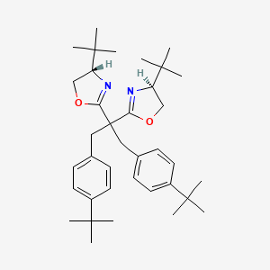 molecular formula C37H54N2O2 B8200121 (4S,4'S)-2,2'-(1,3-Bis(4-(tert-butyl)phenyl)propane-2,2-diyl)bis(4-(tert-butyl)-4,5-dihydrooxazole) 
