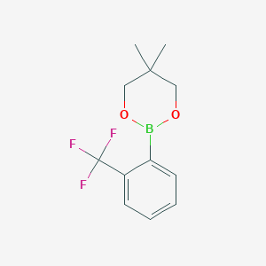 molecular formula C12H14BF3O2 B8200186 5,5-Dimethyl-2-(2-(trifluoromethyl)phenyl)-1,3,2-dioxaborinane 