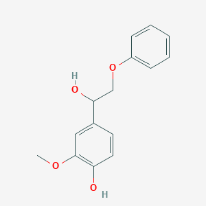molecular formula C15H16O4 B8200234 4-(1-Hydroxy-2-phenoxyethyl)-2-methoxyphenol 