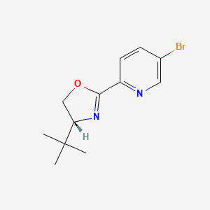 molecular formula C12H15BrN2O B8200262 (R)-2-(5-Bromopyridin-2-yl)-4-(tert-butyl)-4,5-dihydrooxazole 