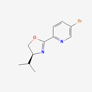 molecular formula C11H13BrN2O B8200309 (S)-2-(5-Bromopyridin-2-yl)-4-isopropyl-4,5-dihydrooxazole 