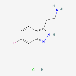 molecular formula C9H11ClFN3 B8200359 2-(6-Fluoro-1H-indazol-3-yl)ethanamine hydrochloride 