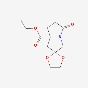 molecular formula C12H17NO5 B8200442 Ethyl 5-oxodihydro-1H,3H-spiro[pyrrolizine-2,2'-[1,3]dioxolane]-7a(5H)-carboxylate 