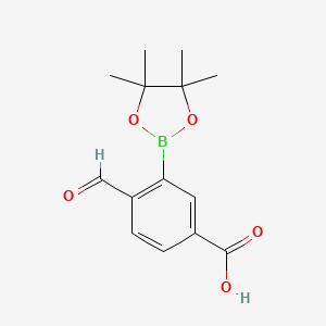 molecular formula C14H17BO5 B8200488 4-Formyl-3-(4,4,5,5-tetramethyl-1,3,2-dioxaborolan-2-yl)benzoic acid 