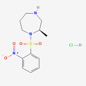 molecular formula C12H18ClN3O4S B8200514 (R)-2-甲基-1-((2-硝基苯基)磺酰基)-1,4-二氮杂环戊烷盐酸盐 