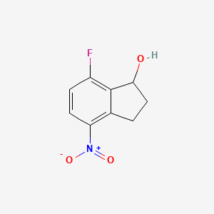 molecular formula C9H8FNO3 B8200515 7-Fluoro-4-nitro-2,3-dihydro-1H-inden-1-ol 