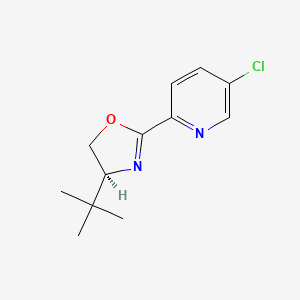 molecular formula C12H15ClN2O B8200522 (S)-4-(tert-Butyl)-2-(5-chloropyridin-2-yl)-4,5-dihydrooxazole 