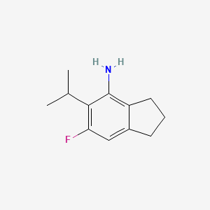 molecular formula C12H16FN B8200544 6-Fluoro-5-isopropyl-2,3-dihydro-1H-inden-4-amine 