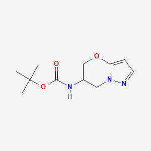 molecular formula C11H17N3O3 B8200558 叔丁基（6,7-二氢-5H-吡唑并[5,1-b][1,3]恶嗪-6-基）氨基甲酸酯 