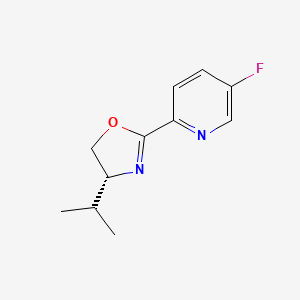 molecular formula C11H13FN2O B8200591 (R)-2-(5-Fluoropyridin-2-yl)-4-isopropyl-4,5-dihydrooxazole 