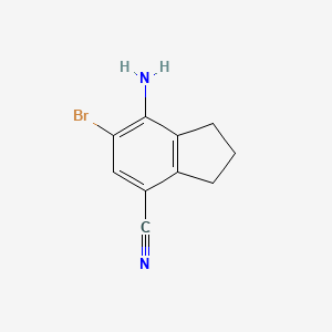 molecular formula C10H9BrN2 B8200660 7-Amino-6-bromo-2,3-dihydro-1H-indene-4-carbonitrile 