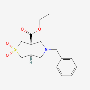 rel-Ethyl (3aS,6aR)-5-benzyltetrahydro-1H-thieno[3,4-c]pyrrole-3a(3H)-carboxylate 2,2-dioxide