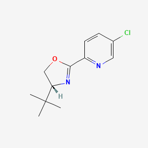 molecular formula C12H15ClN2O B8200694 (R)-4-(tert-Butyl)-2-(5-chloropyridin-2-yl)-4,5-dihydrooxazole 