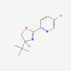 molecular formula C12H15BrN2O B8200712 (S)-2-(5-Bromopyridin-2-yl)-4-(tert-butyl)-4,5-dihydrooxazole 