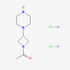 molecular formula C9H19Cl2N3O B8200755 1-(3-(Piperazin-1-yl)azetidin-1-yl)ethanone dihydrochloride 