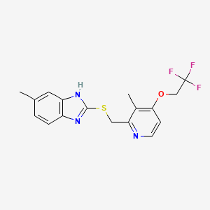 molecular formula C17H16F3N3OS B8200764 6-Methyl-2-(((3-methyl-4-(2,2,2-trifluoroethoxy)pyridin-2-yl)methyl)thio)-1H-benzo[d]imidazole 