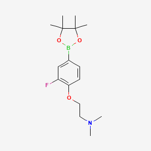molecular formula C16H25BFNO3 B8200795 2-(2-Fluoro-4-(4,4,5,5-tetramethyl-1,3,2-dioxaborolan-2-yl)phenoxy)-N,N-dimethylethanamine 