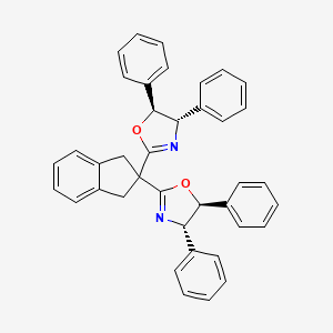 molecular formula C39H32N2O2 B8200816 (4S,4'S,5S,5'S)-2,2'-(2,3-Dihydro-1H-indene-2,2-diyl)bis(4,5-diphenyl-4,5-dihydrooxazole) 