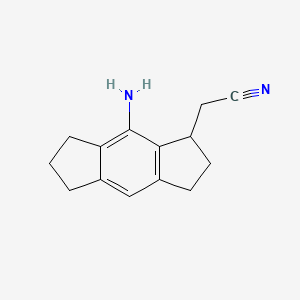 molecular formula C14H16N2 B8200852 2-(8-Amino-1,2,3,5,6,7-hexahydro-s-indacen-1-yl)acetonitrile 