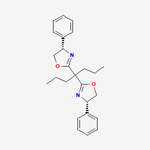 molecular formula C25H30N2O2 B8200917 (4S,4'S)-2,2'-(Heptane-4,4-diyl)bis(4-phenyl-4,5-dihydrooxazole) 