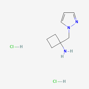 molecular formula C8H15Cl2N3 B8200967 1-(Pyrazol-1-ylmethyl)cyclobutan-1-amine;dihydrochloride 
